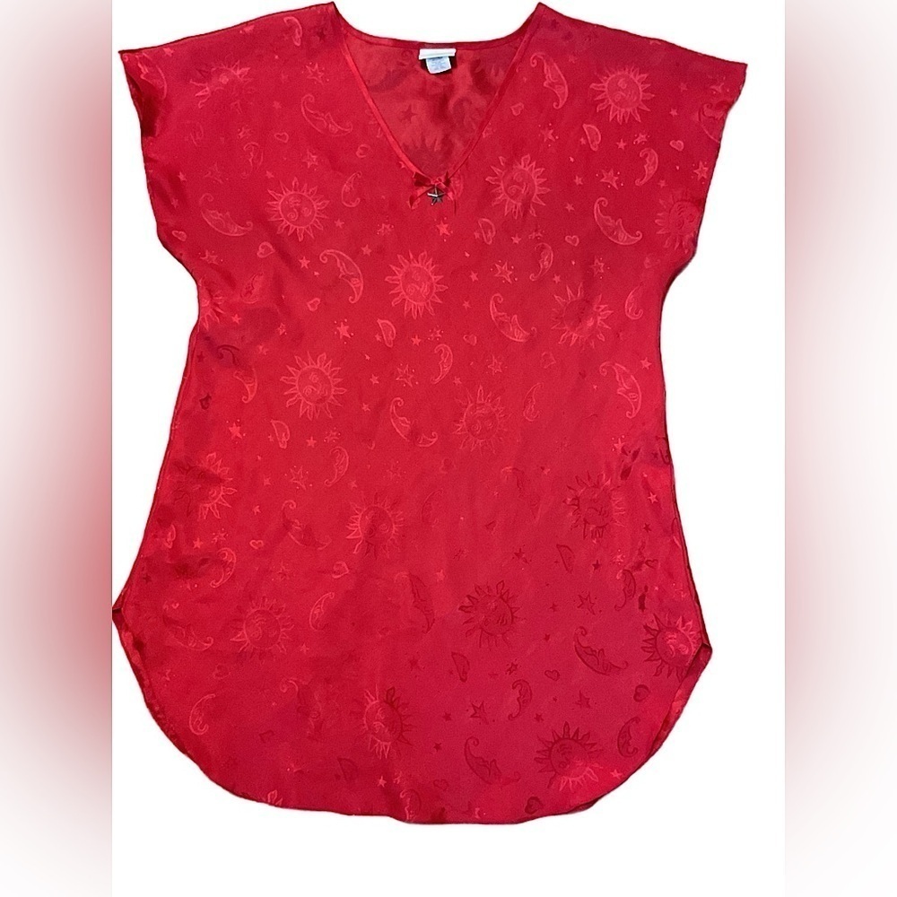 Vintage celestial Red nightgown short lingerie Women's dress